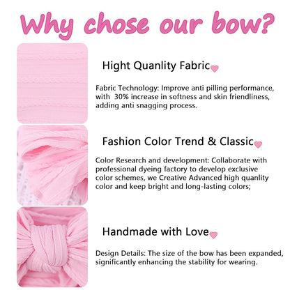 Handmade Nylon Baby Girl Headband Bows for Baby Kid Pink Mix3Pcs
