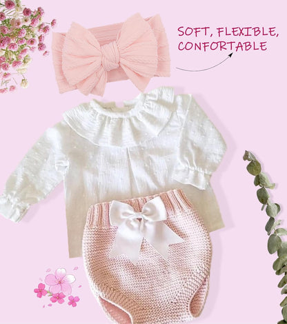 Handmade Nylon Baby Girl Headband Bows for Baby Kid Pink Mix3Pcs