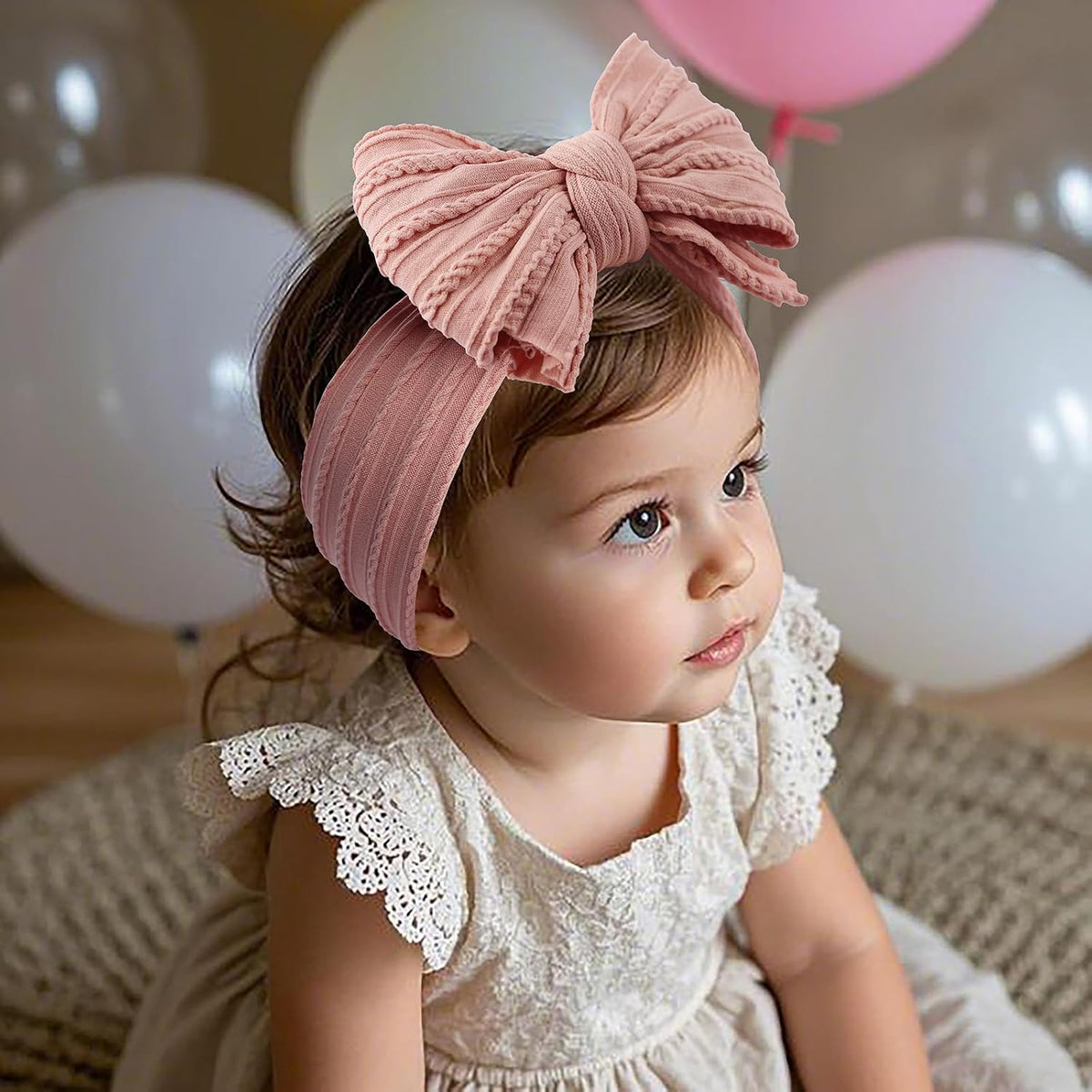 Handmade Nylon Baby Girl Headband Bows for Baby Kid Pink Mix3Pcs