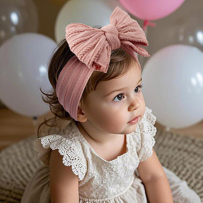 Handmade Nylon Baby Girl Headband Bows for Baby Kid Pink Mix3Pcs