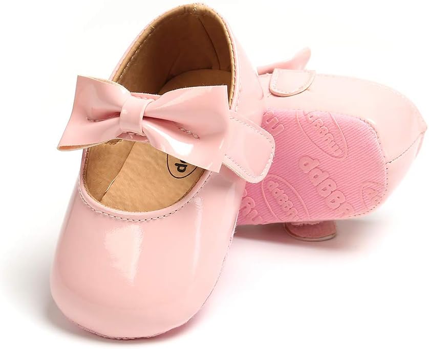myppgg Baby Girls Mary Jane Flats Sparkly Bowknot Princess Dress Crib Shoes Non-Slip for Toddler First Walkers
