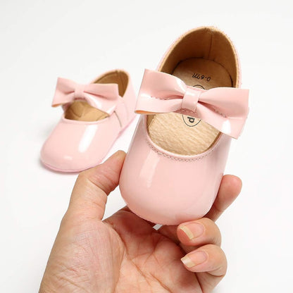 myppgg Baby Girls Mary Jane Flats Sparkly Bowknot Princess Dress Crib Shoes Non-Slip for Toddler First Walkers