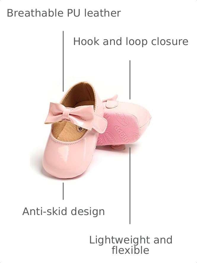 myppgg Baby Girls Mary Jane Flats Sparkly Bowknot Princess Dress Crib Shoes Non-Slip for Toddler First Walkers