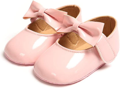 myppgg Baby Girls Mary Jane Flats Sparkly Bowknot Princess Dress Crib Shoes Non-Slip for Toddler First Walkers