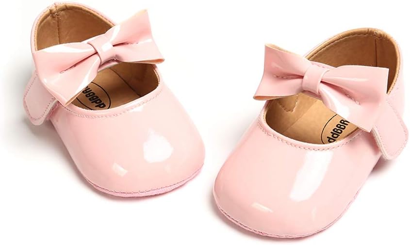 myppgg Baby Girls Mary Jane Flats Sparkly Bowknot Princess Dress Crib Shoes Non-Slip for Toddler First Walkers