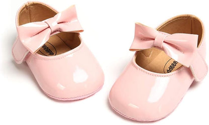 myppgg Baby Girls Mary Jane Flats Sparkly Bowknot Princess Dress Crib Shoes Non-Slip for Toddler First Walkers