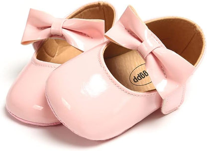 myppgg Baby Girls Mary Jane Flats Sparkly Bowknot Princess Dress Crib Shoes Non-Slip for Toddler First Walkers