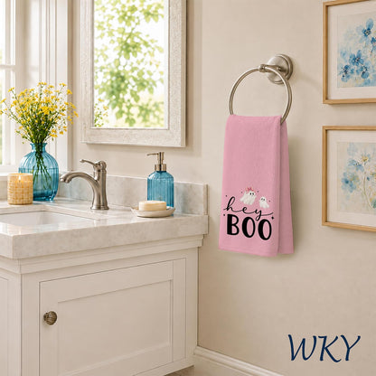 Preppy Pink Halloween Kitchen Dish Towels 16x24in, Set of 2