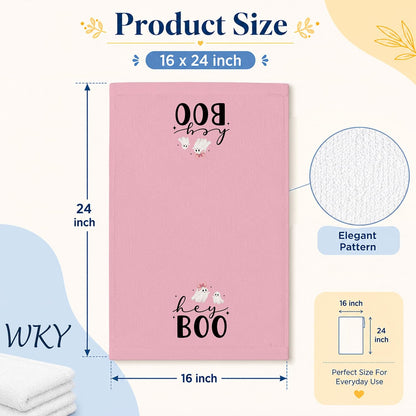 Preppy Pink Halloween Kitchen Dish Towels 16x24in, Set of 2