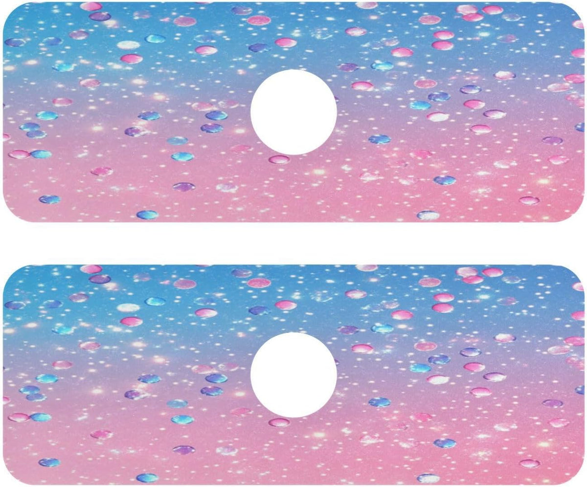 Cute Light Pink Blue Gradient Flashing Glitter Faucet Drying mat Silicone Kitchen Faucet Mat Sink Splash Guard Drip Catcher Dish Soap Sponge Holder for Guard Bathroom Farmhouse M