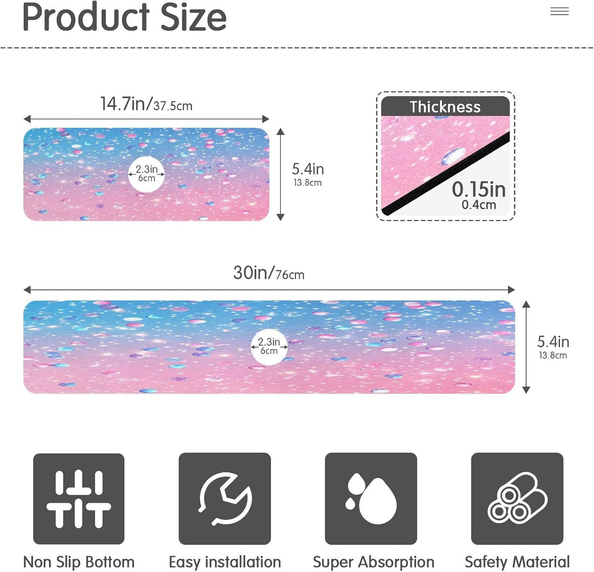 Cute Light Pink Blue Gradient Flashing Glitter Faucet Drying mat Silicone Kitchen Faucet Mat Sink Splash Guard Drip Catcher Dish Soap Sponge Holder for Guard Bathroom Farmhouse M